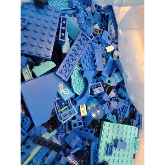 4lb Bag Of Mixed Lego Lot Blue Pieces - Picture 1 of 5